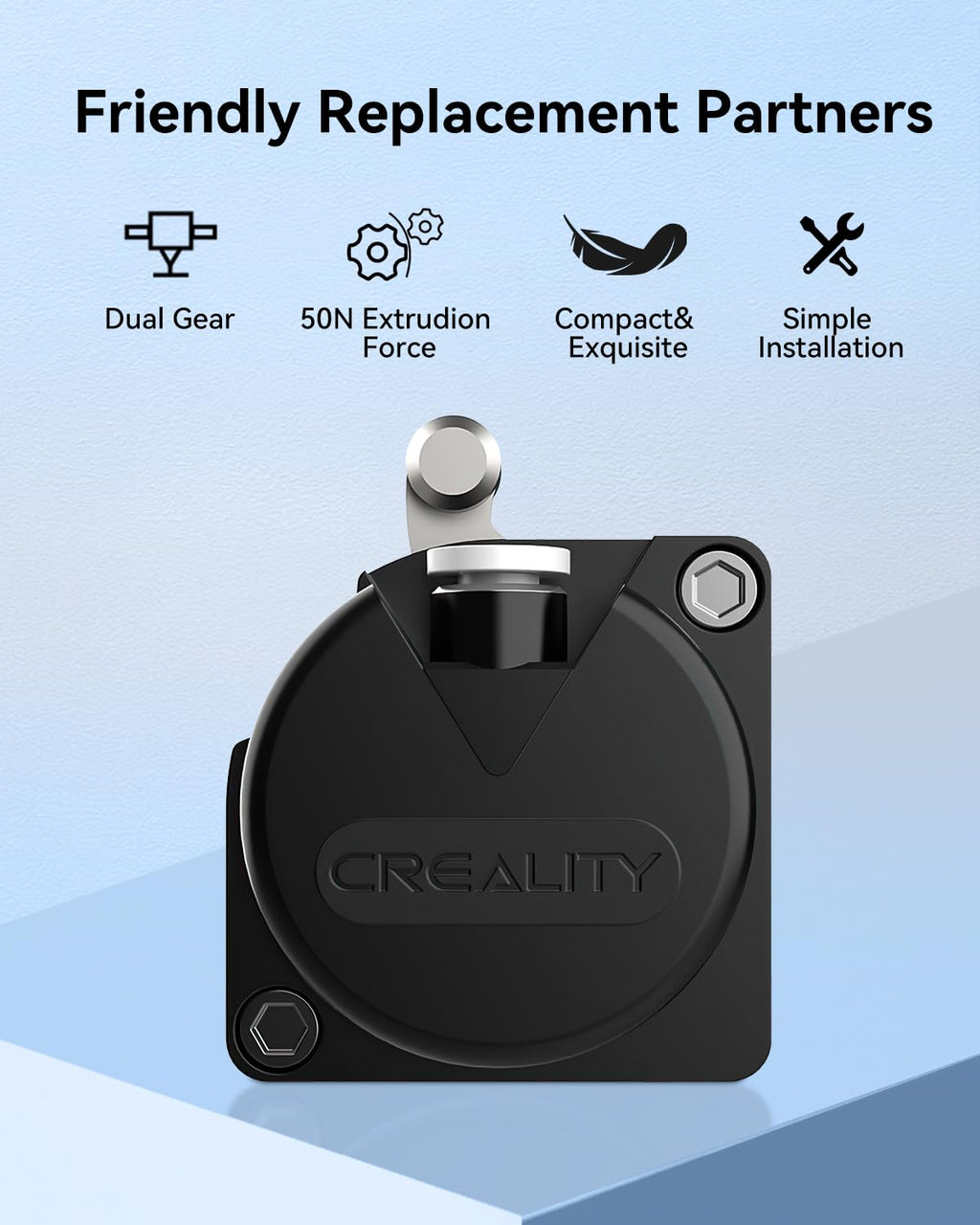 Creality Official Upgrade K1 SE/K1C Extruder, 50N Strong Extrusion Force & Dual Gear Design Provide Smooth and Precise Feeding，OEM Replacement Parts