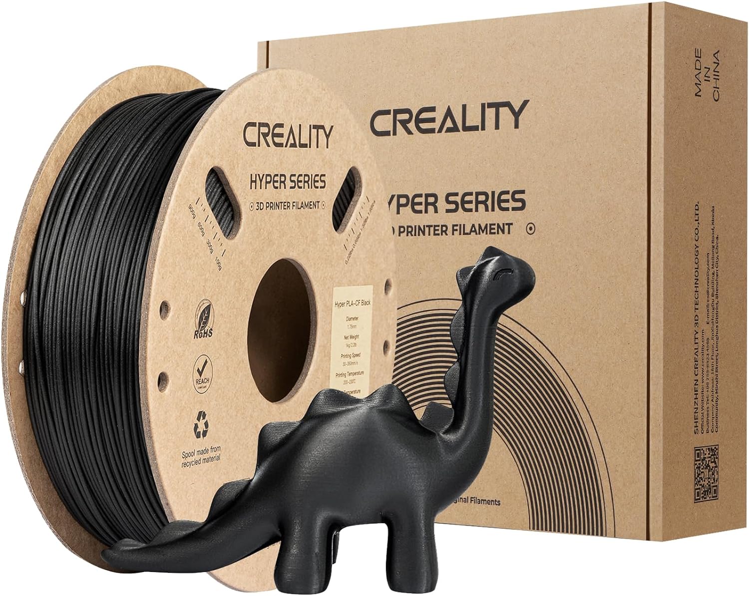 Creality PLA Carbon Fiber Filament 1.75mm-Halloween Gifts, Hyper PLA-CF 3D Printer Filament with Matte Finish for 50-300mm/s High-Speed Printing, Dimensional Accuracy +/-0.03mm