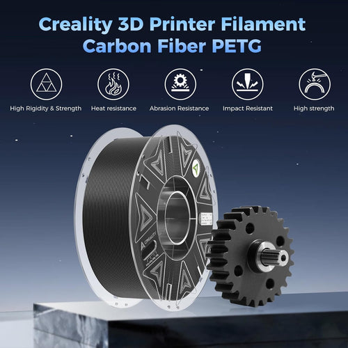 Creality Carbon Fiber PETG Filament 1.75 mm, PETG-CF 3D Printer Filament, Excellent Mechanical Properties, High Impact Strength, Heat-Resistant, Fits for Most 3D Printers, 1 KG 1 Spool