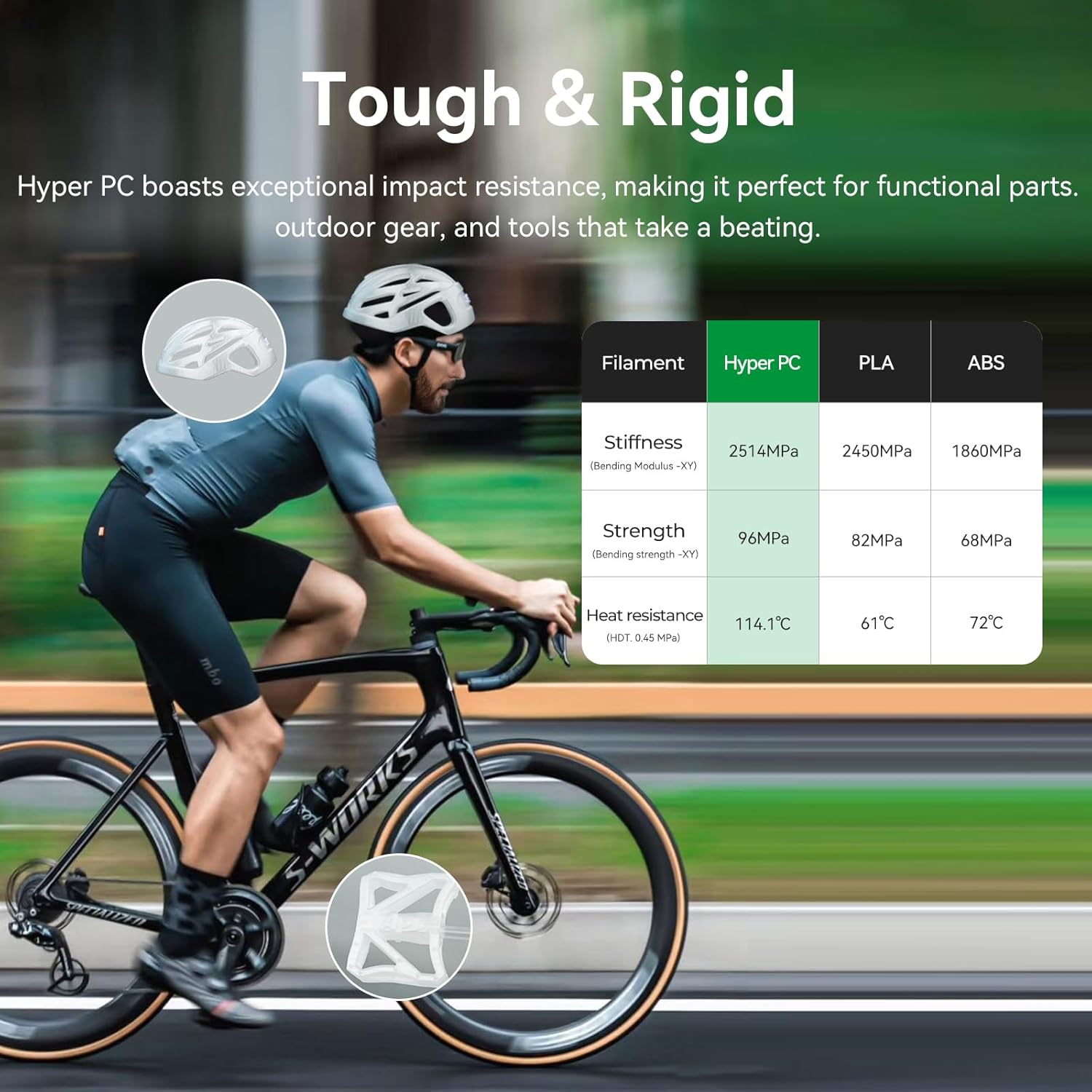 Creality Hyper PC Filament for 3D Printing, 3D Printer Filament with High Heat Resistance, Crystal-Clear, Easy to Print, Less Warping