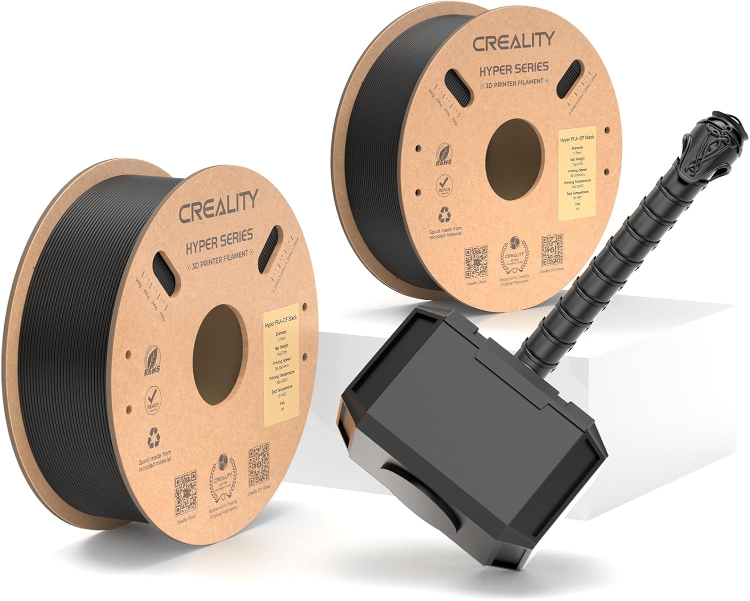 Creality PLA Carbon Fiber Filament 1.75mm-Halloween Gifts, Hyper PLA-CF 3D Printer Filament with Matte Finish for 50-300mm/s High-Speed Printing, Dimensional Accuracy +/-0.03mm