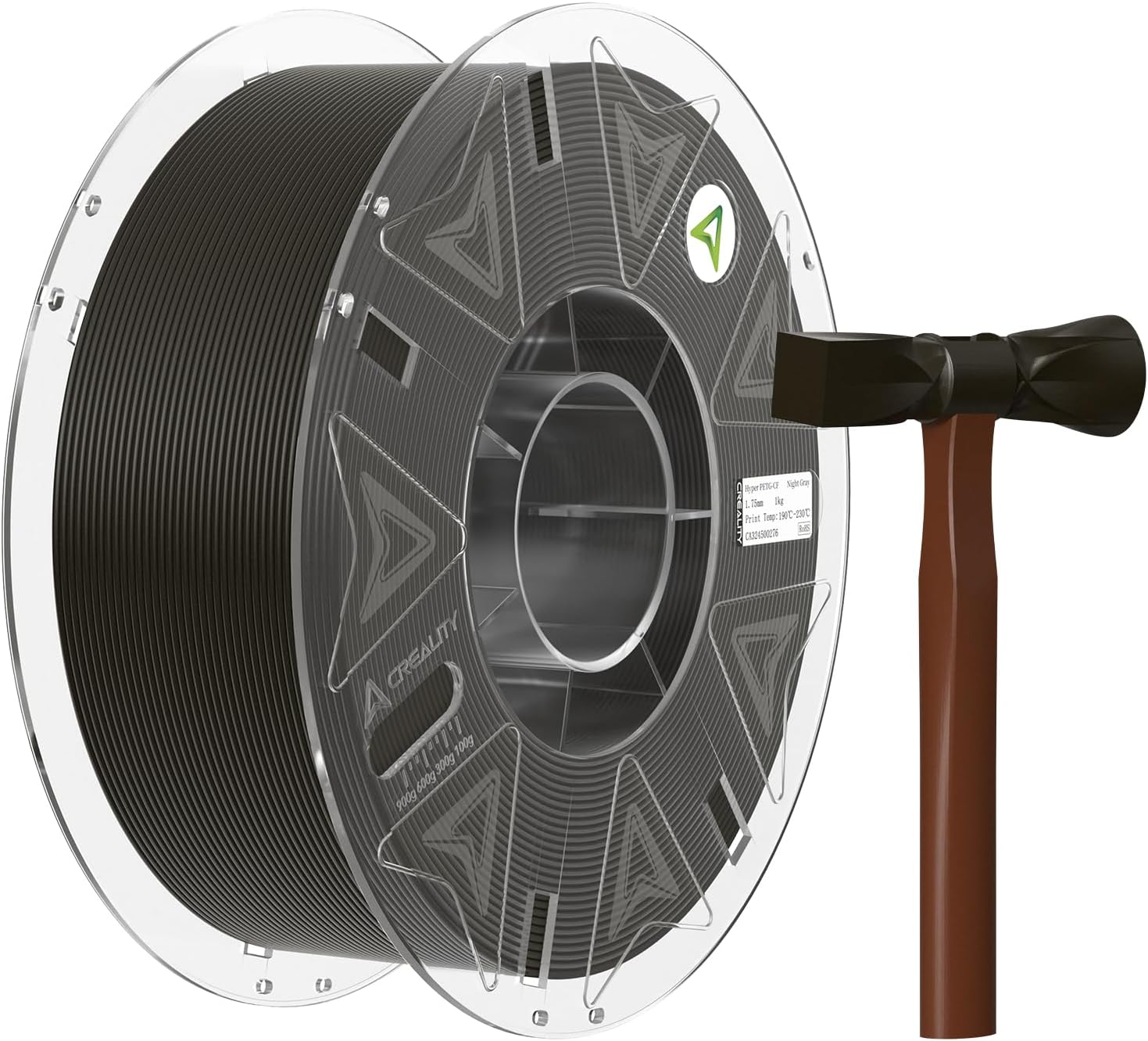 Creality Carbon Fiber PETG Filament 1.75 mm, PETG-CF 3D Printer Filament, Excellent Mechanical Properties, High Impact Strength, Heat-Resistant, Fits for Most 3D Printers, 1 KG 1 Spool