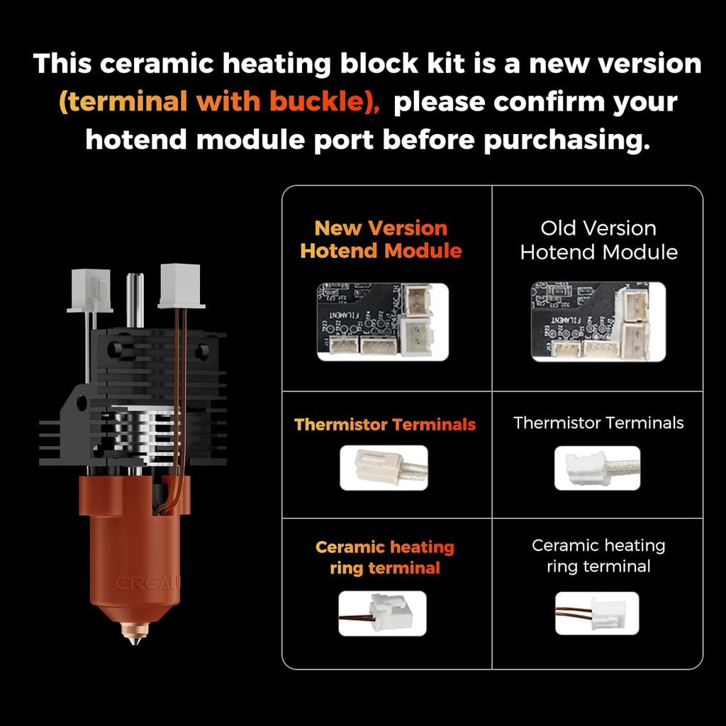 Creality 2025 K1 SE/K1C/K1/K1 Max Hotend Upgrade Ceramic Heating Block Kit, Terminal with Buckle, Official K1 Series Unicorn Quick-Swap Nozzle Kit, 3D Printer Hotend 600mm/s High-Speed, New Version