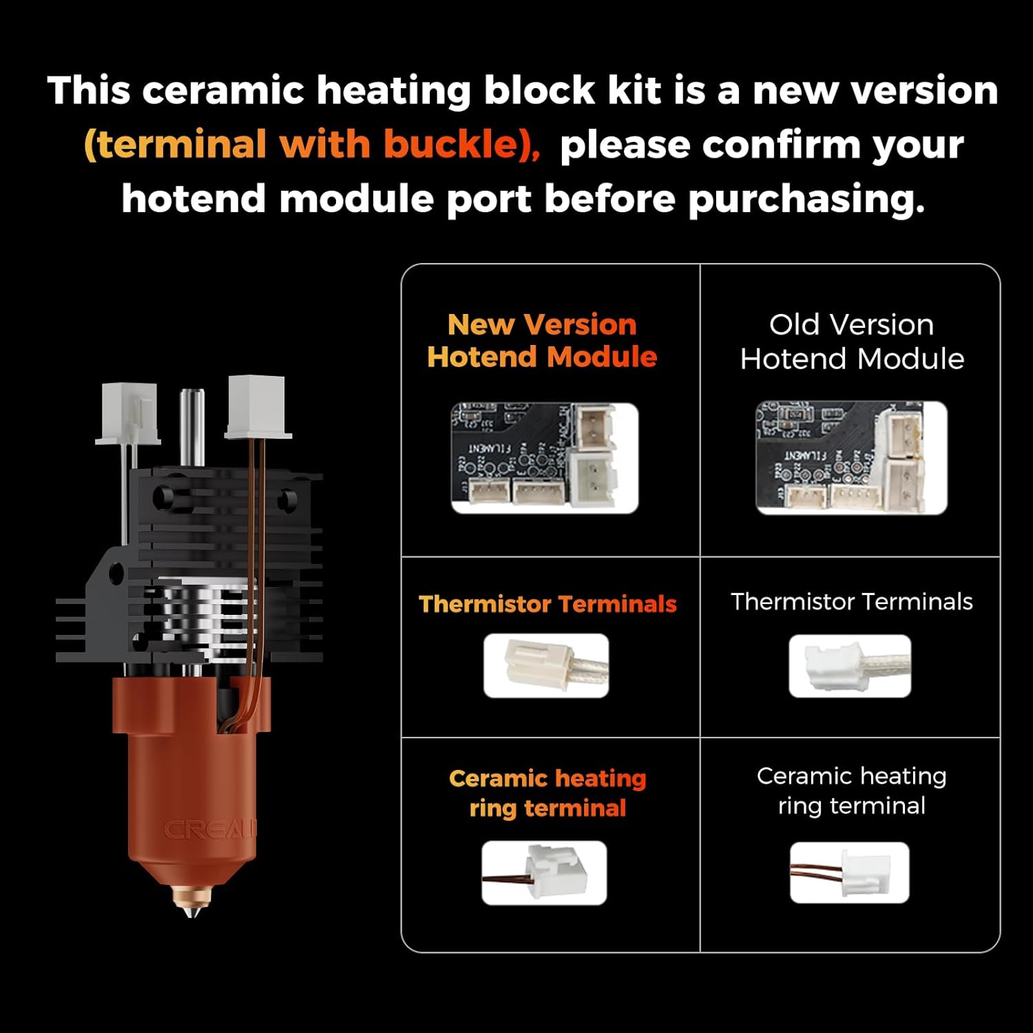 Creality 2025 K1 SE/K1C/K1/K1 Max Hotend Upgrade Ceramic Heating Block Kit, Terminal with Buckle, Official K1 Series Unicorn Quick-Swap Nozzle Kit, 3D Printer Hotend 600mm/s High-Speed, New Version