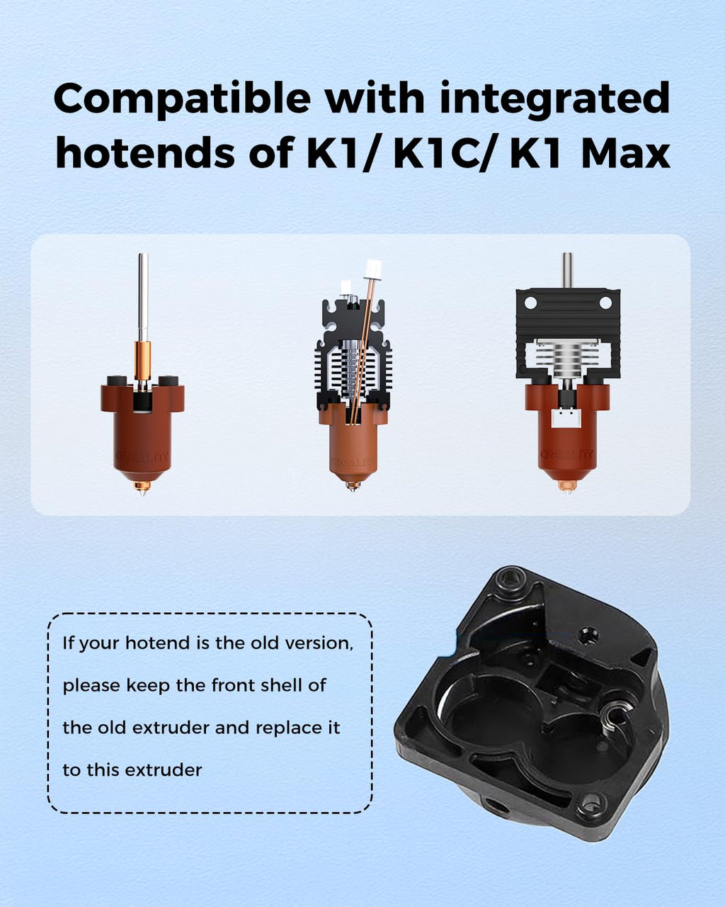 Creality Official Upgrade K1 SE/K1C Extruder, 50N Strong Extrusion Force & Dual Gear Design Provide Smooth and Precise Feeding，OEM Replacement Parts