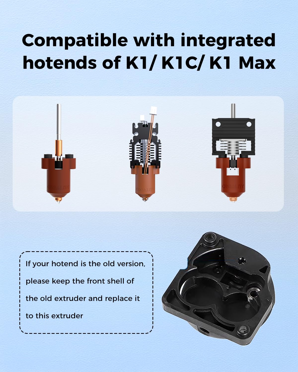 Creality Official Upgrade K1 SE/K1C Extruder, 50N Strong Extrusion Force & Dual Gear Design Provide Smooth and Precise Feeding，OEM Replacement Parts