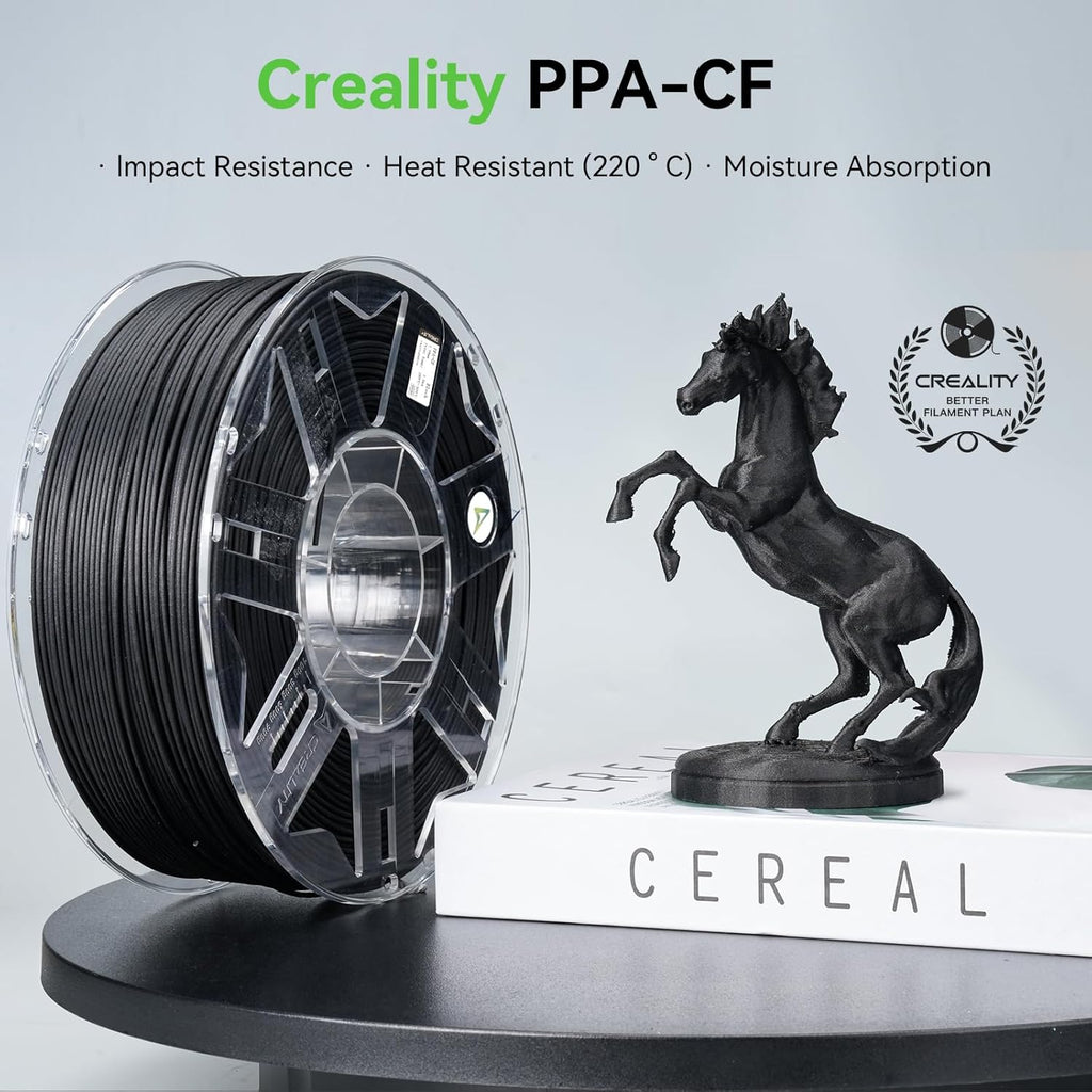 Creality PPA-CF 3D Printer Filament, 1kg, High-Performance Nylon with 15% Carbon Fiber, Black