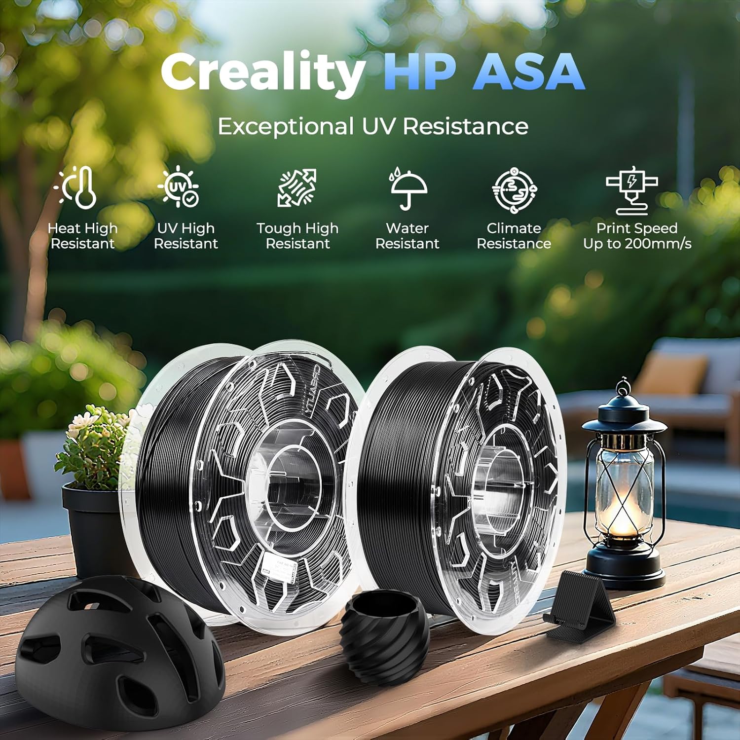 Creality HP ASA Filament 1.75mm, Durable, High UV-Resistant, High Temperature Tolerance- 3D Printer Filament Perfect for Printing Outdoor Functional Parts, 1kg (2.2 lbs)/Spool, Black