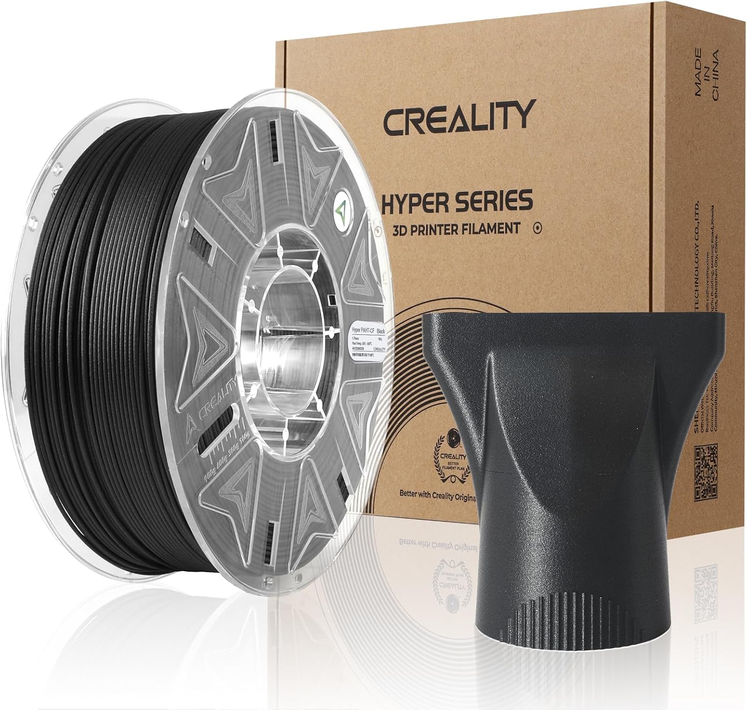 Creality PPA-CF 3D Printer Filament, 1kg, High-Performance Nylon with 15% Carbon Fiber, Black