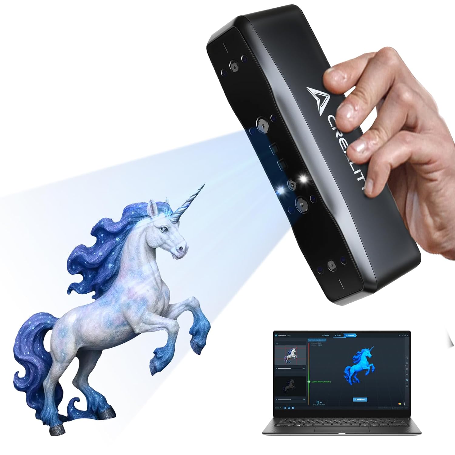 Creality Otter Lite Basic 3D Scanner with High Precision 0.05mm, Auto Scanning, Color Texture Support, Portable Design for 3D Printing, Reverse Engineering & DIY Projects