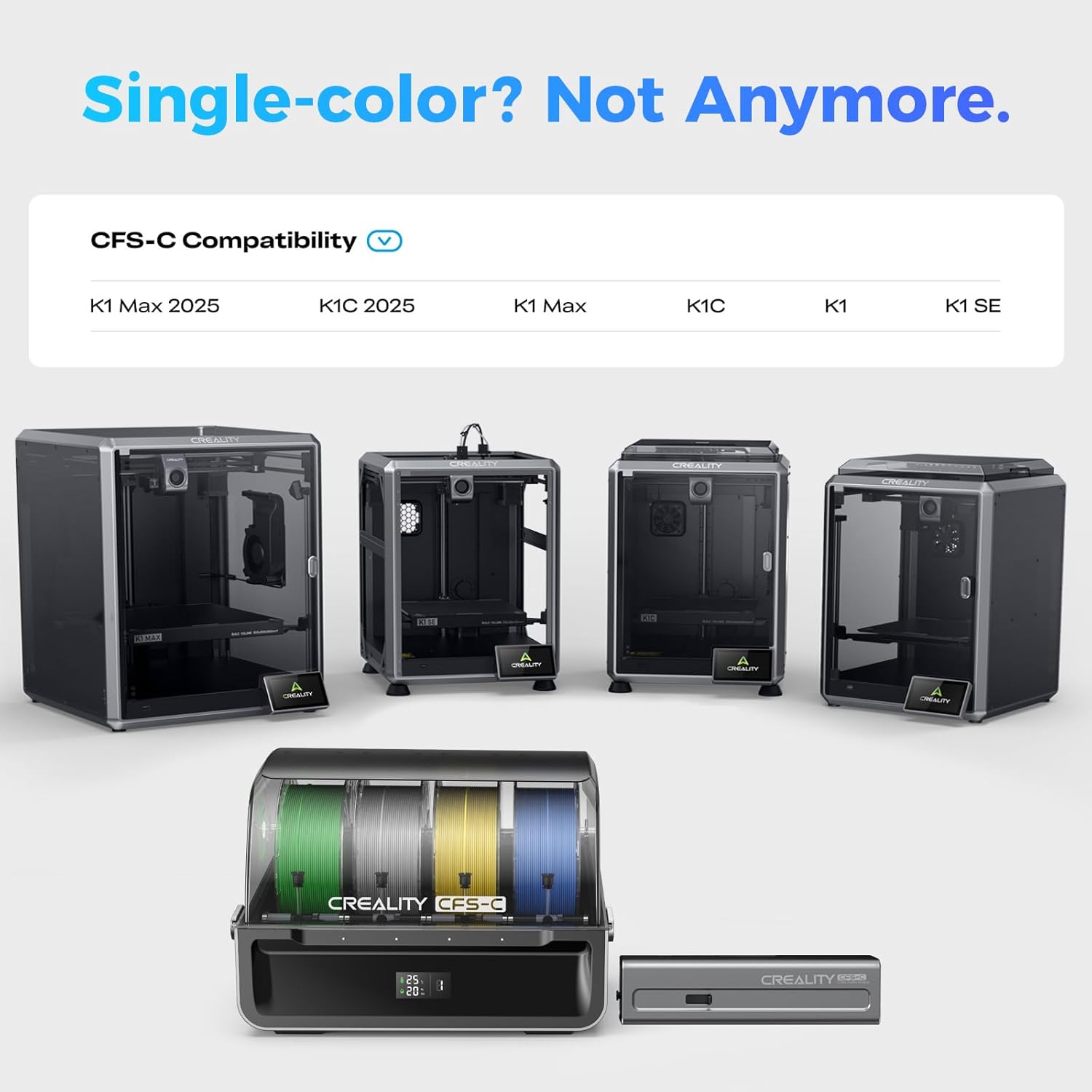 Official Creality CFS-C, Multicolor 3D Printer Filament System, 2026 New Version External Cutter & Buffer, Filament Run-Out/Tangle Detection for K1 Max 2025, K1C 2025, K1 Max, K1C, K1, K1 SE