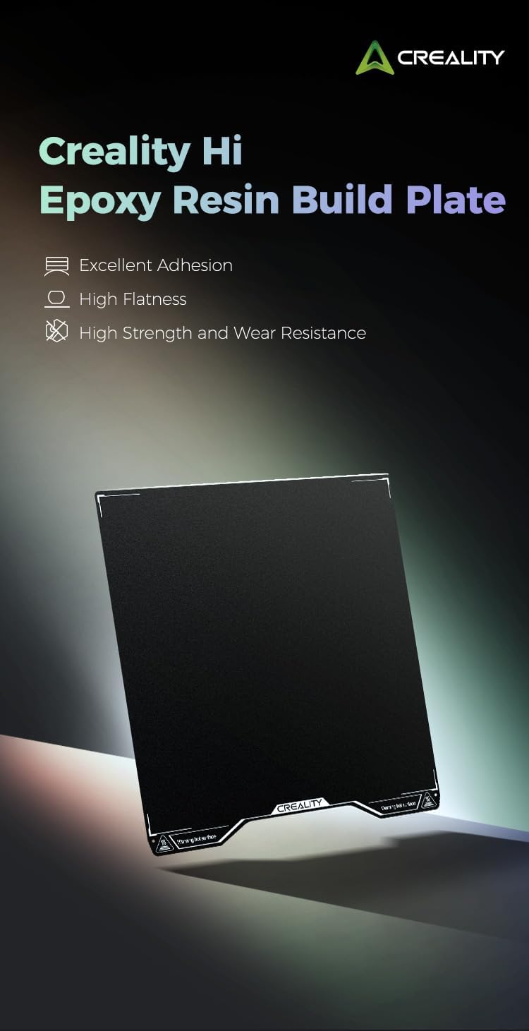 Creality Hi Epoxy Resin Build Plate (280 * 265mm), Without Magnetic Flexible Steel Plate, Excellent Adhesion, High Flatness, 3D Printer Platform for Creality Hi