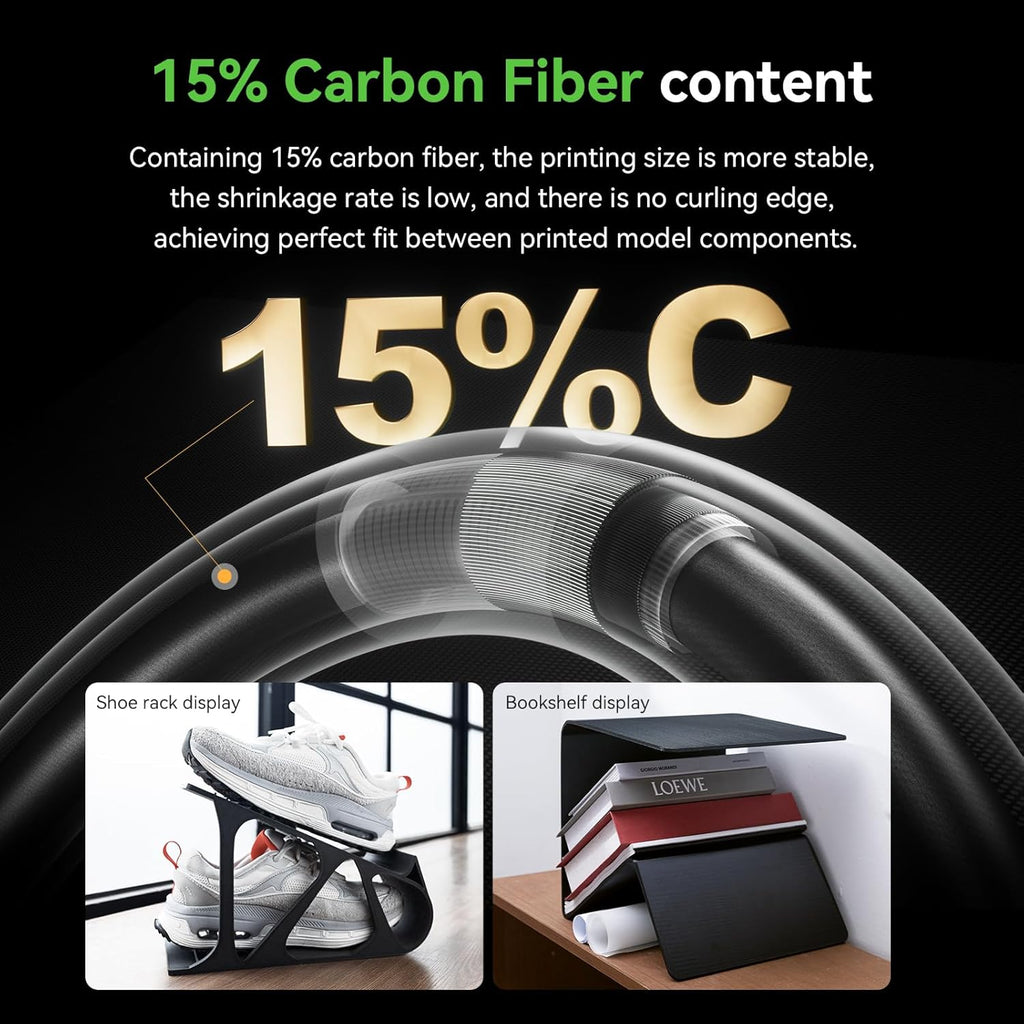 Creality PPA-CF 3D Printer Filament, 1kg, High-Performance Nylon with 15% Carbon Fiber, Black
