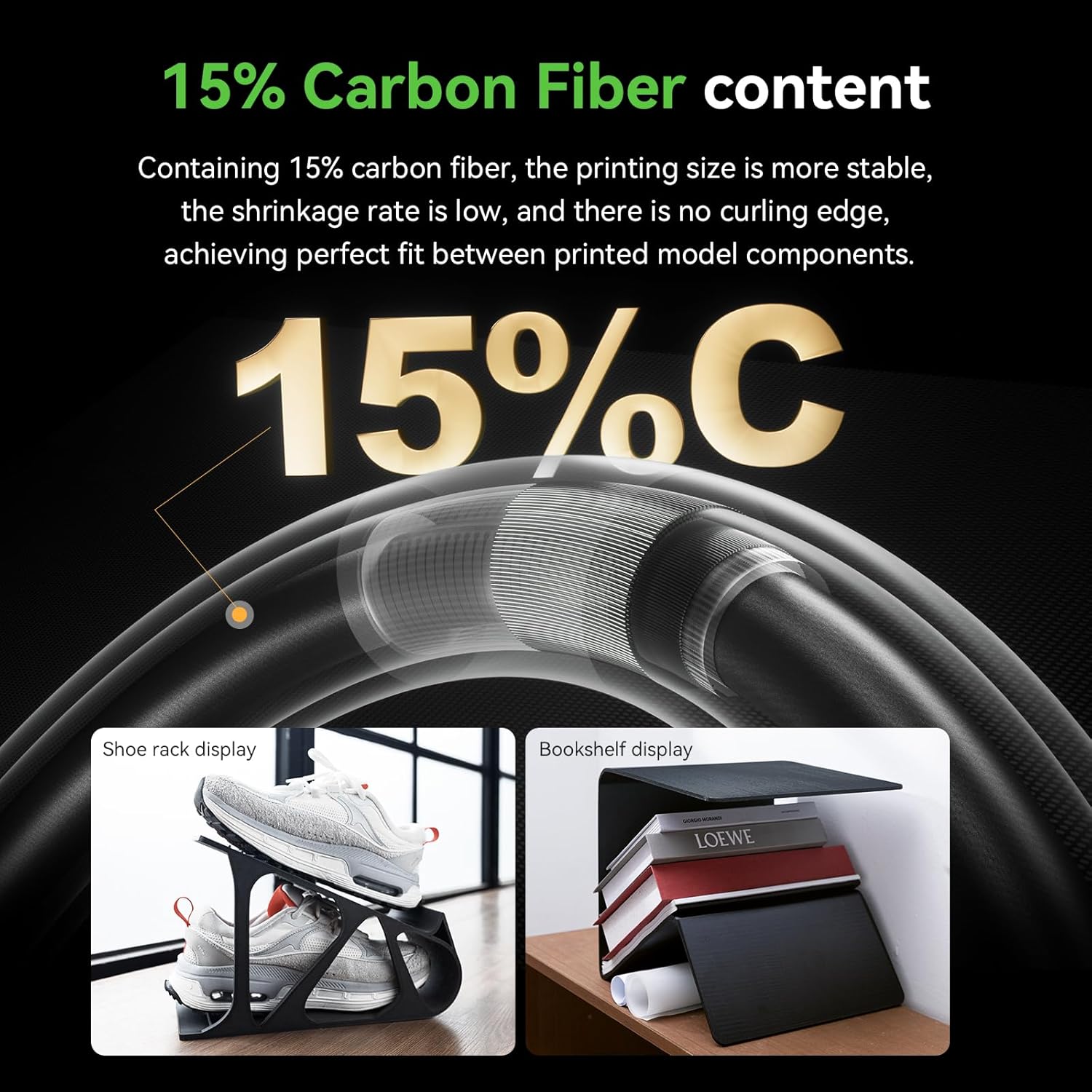 Creality PPA-CF 3D Printer Filament, 1kg, High-Performance Nylon with 15% Carbon Fiber, Black