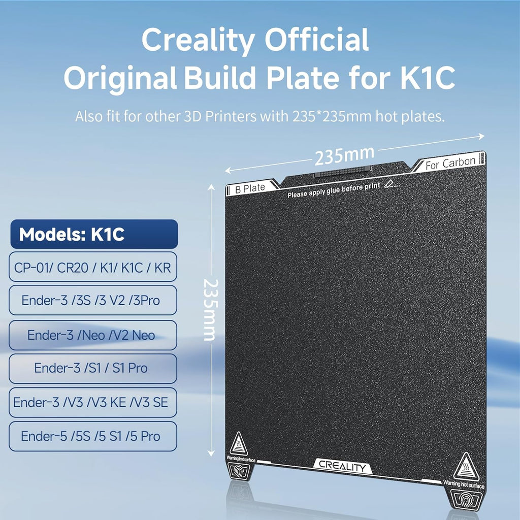 Official Creality K1C Build Plate 235x235mm Textured PEI Sheet with Nozzle Cleaner Flexible Spring Steel Magnetic Platform Plate for K1/K1C/K1 SE/Ender 3/3 V2/3 V3/3 V3 KE/3 V3 SE/3 Neo/3 V2 Neo