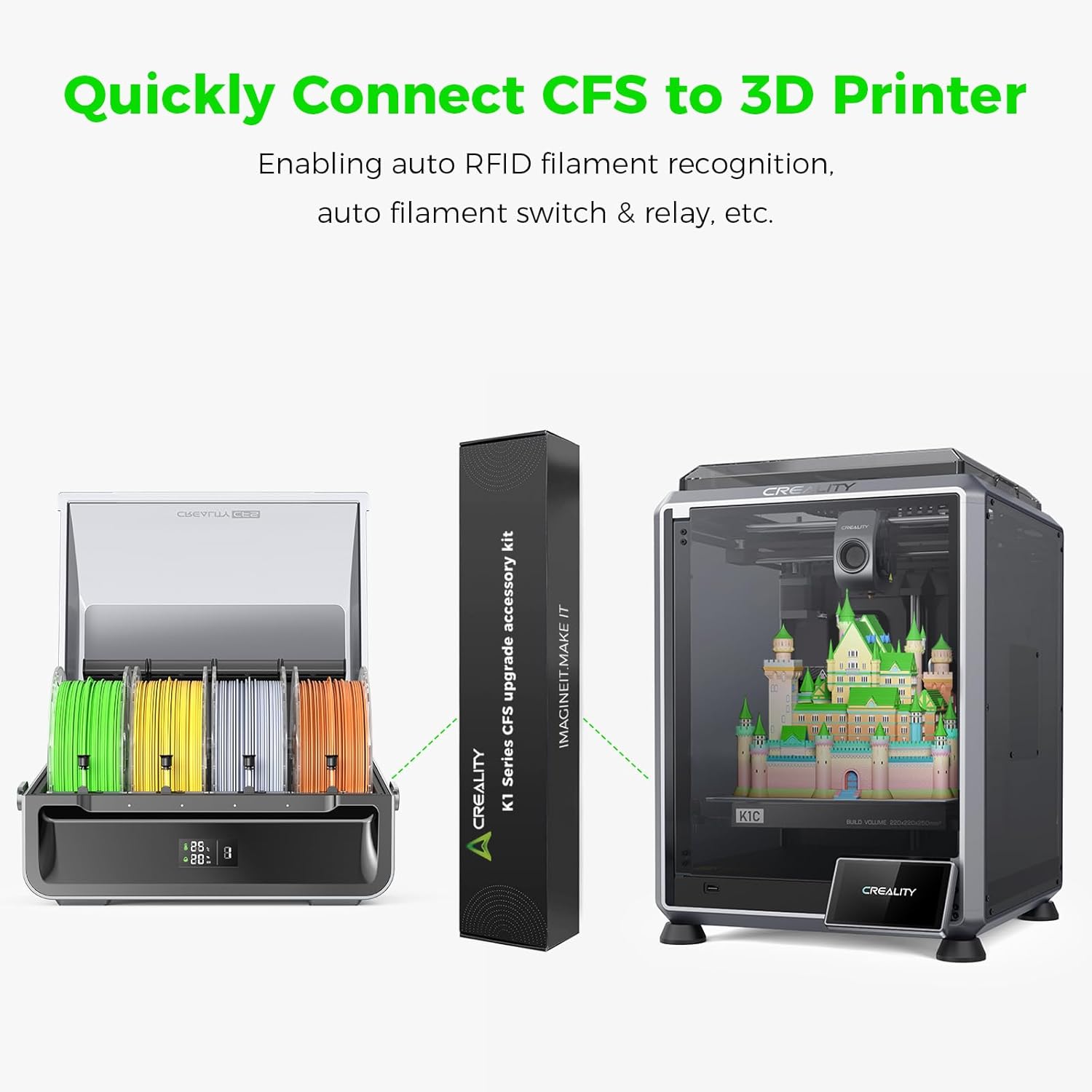 Creality Official K1 Series CFS Upgrade Accessory Kit, Upgrade to Multi-Color Printing by Connecting CFS Filament System, Compatible with 3D Printer K1 Max, K1C, K1, K1 SE