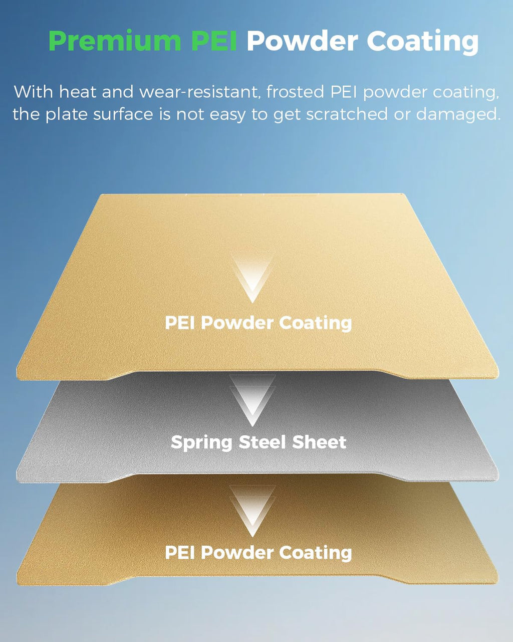 Creality Official K2 Build Plate, 270x293mm Textured PEI Sheet, Double Sided Magnetic Flexible Removable Spring Steel Printing Plate 3D Printer Bed Plate Gold(Without Magnetic Base)