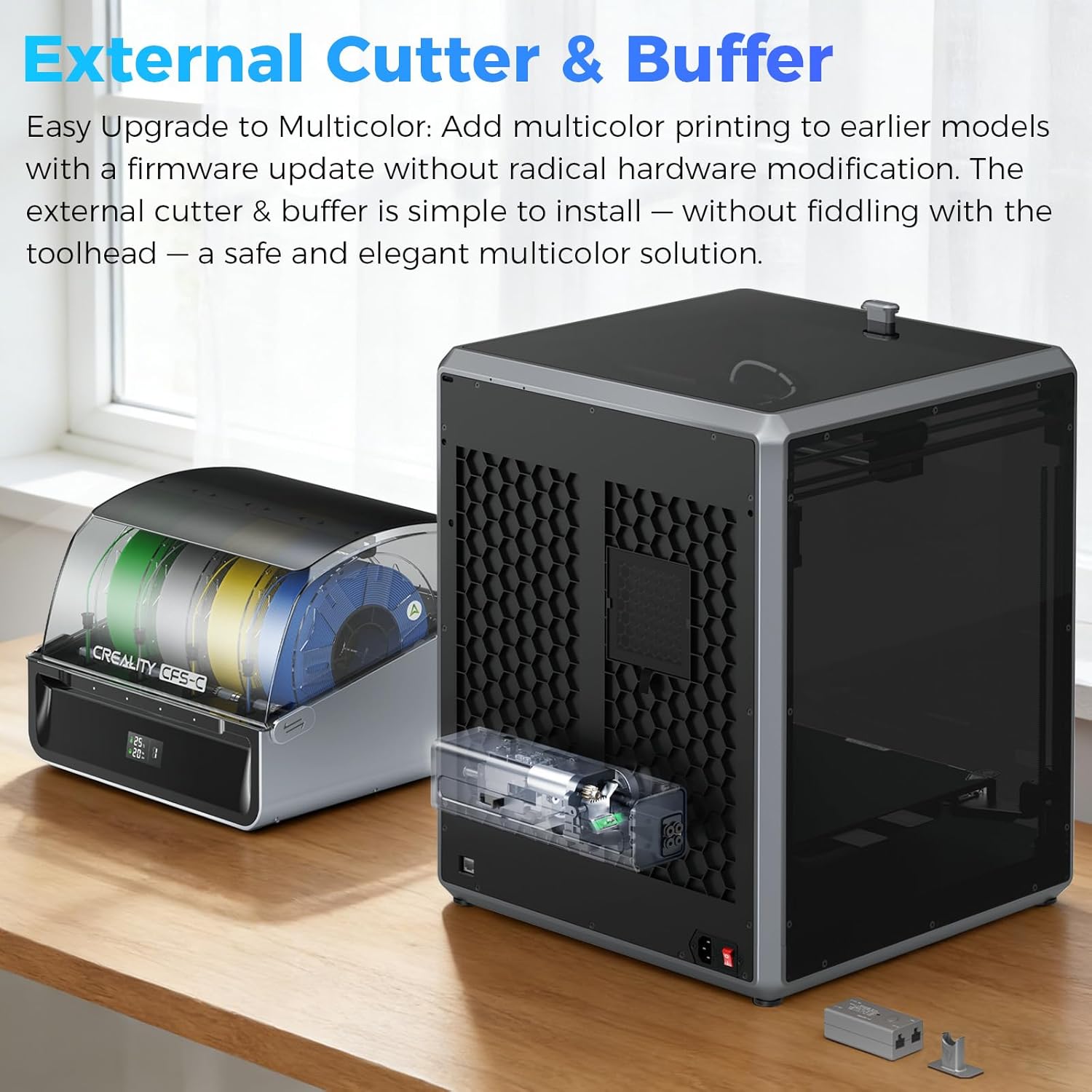 Official Creality CFS-C, Multicolor 3D Printer Filament System, 2026 New Version External Cutter & Buffer, Filament Run-Out/Tangle Detection for K1 Max 2025, K1C 2025, K1 Max, K1C, K1, K1 SE