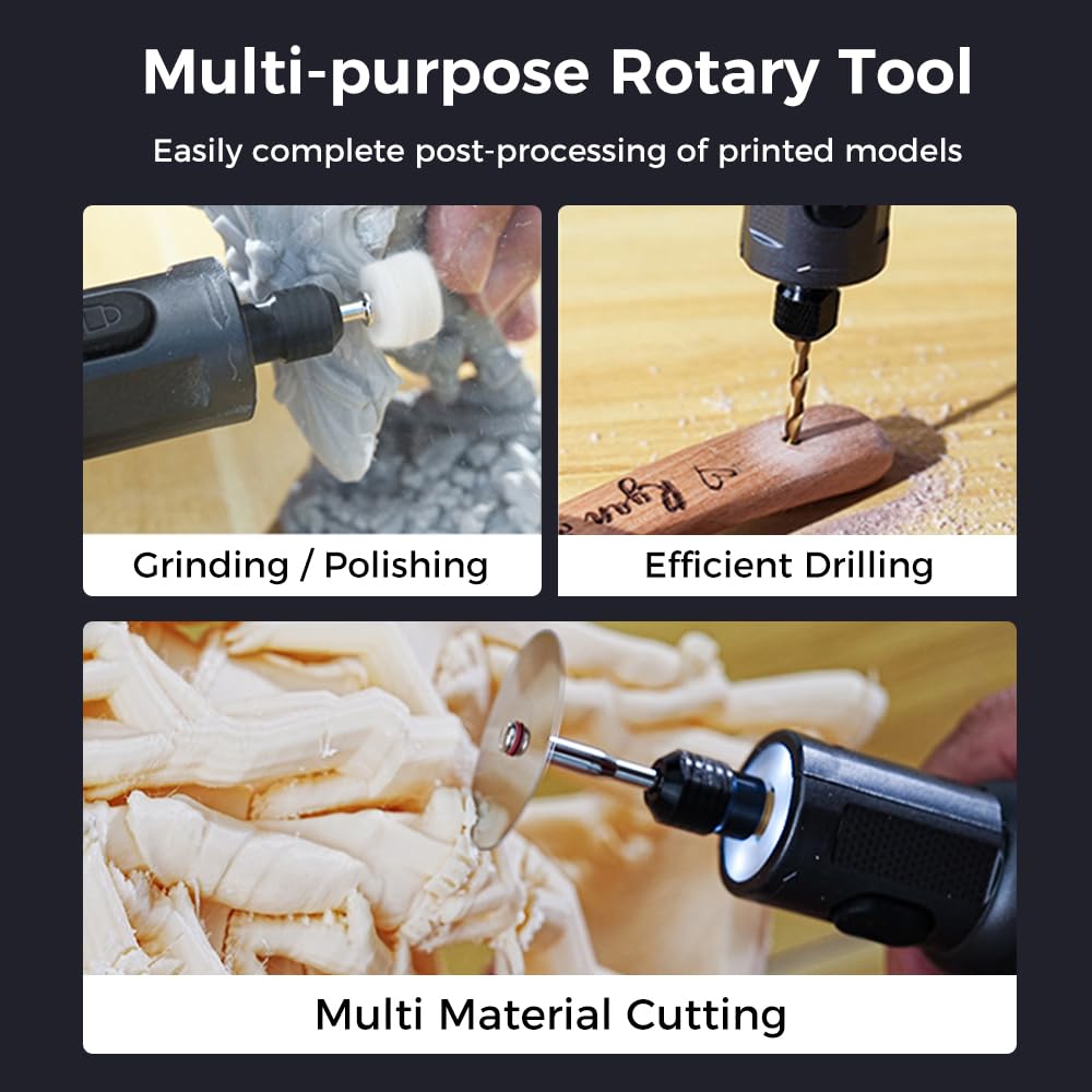 Creality 3D Printer Tools, Cordless Rotary Tool Kit 25Pcs Cordless Handheld 3.7V Multi-Functional 6 Variable Speeds Long Battery Life for 3D Printing Models Grinding Polishing Drilling Cutting