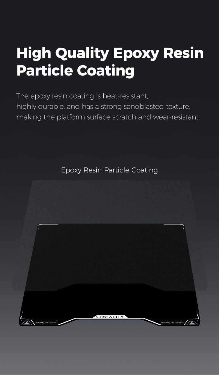 Creality Hi Epoxy Resin Build Plate (280 * 265mm), Without Magnetic Flexible Steel Plate, Excellent Adhesion, High Flatness, 3D Printer Platform for Creality Hi