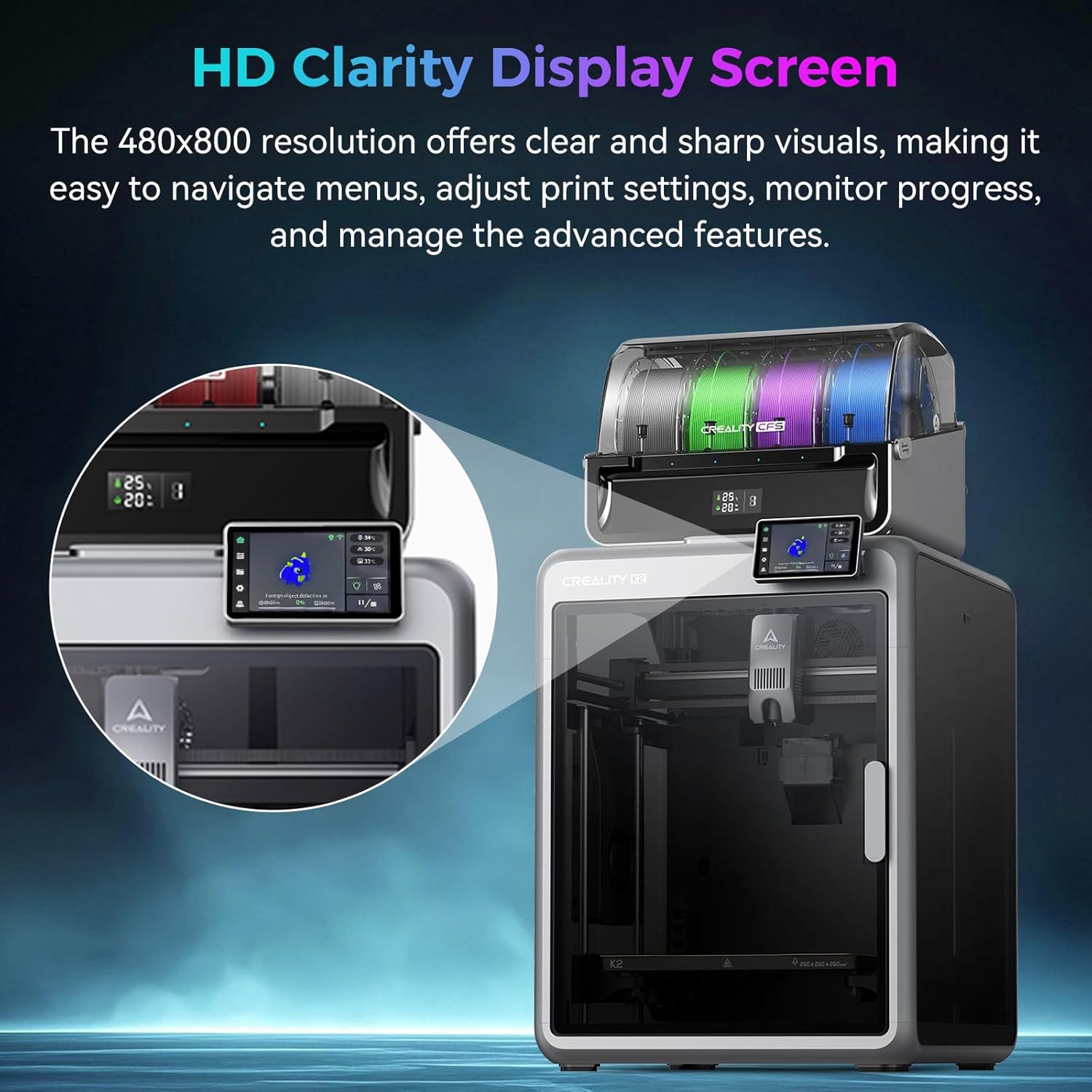 Creality Official K2/K2 Pro Touchscreen Kit, Original 480x800 Pixel LCD Touch Screen Kit, 4.3" HD Touch Screen Display Kit, Durability and Quick Replacement Parts for Creality K2/K2 Pro 3D Printer