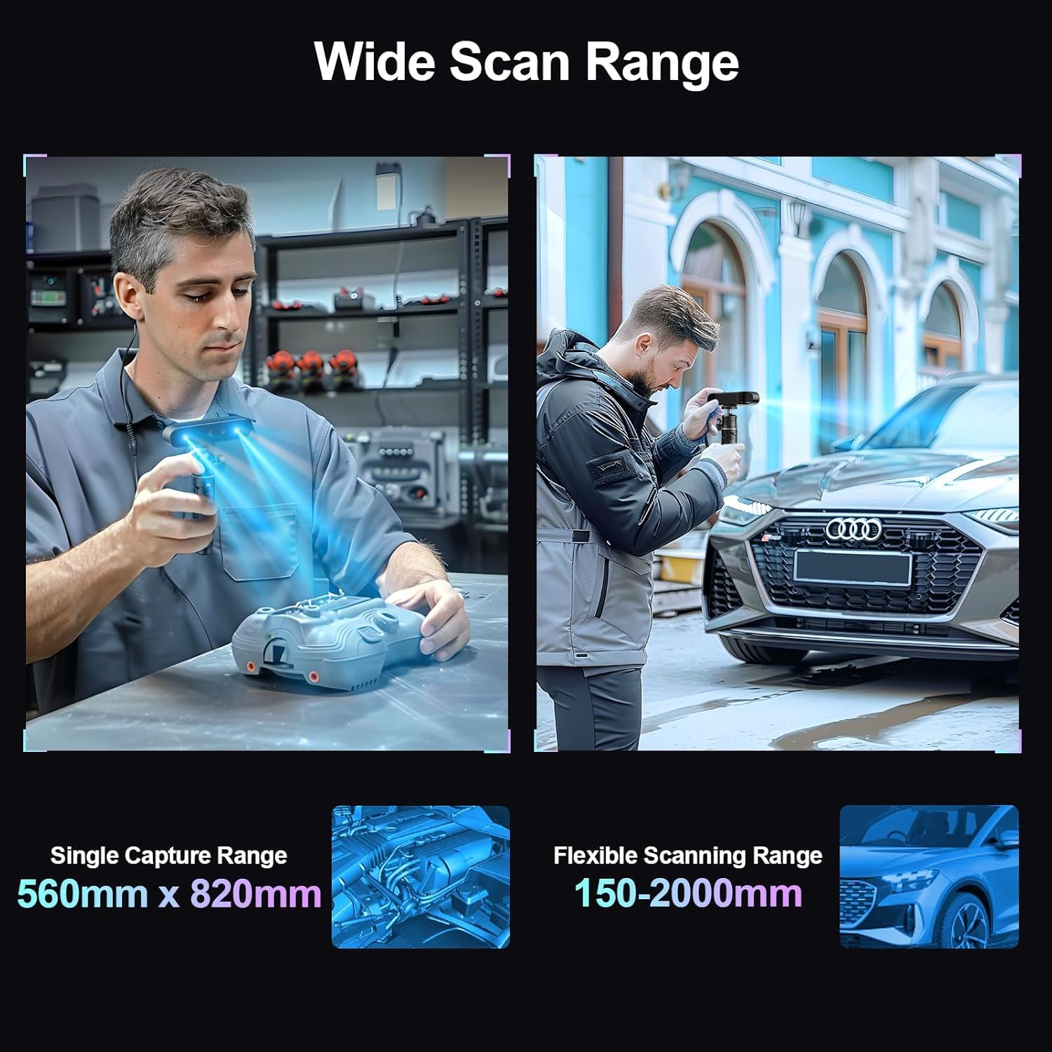 Creality CR-Ferret SE 3D Scanner for 3D Printing, Anti-Shake, 0.1Mm Precision, 30FPS Scanning Speed, Full-Color, Upgraded Desktop 3D Scanner for Body Hair Black Metal Non-Reflective Objects