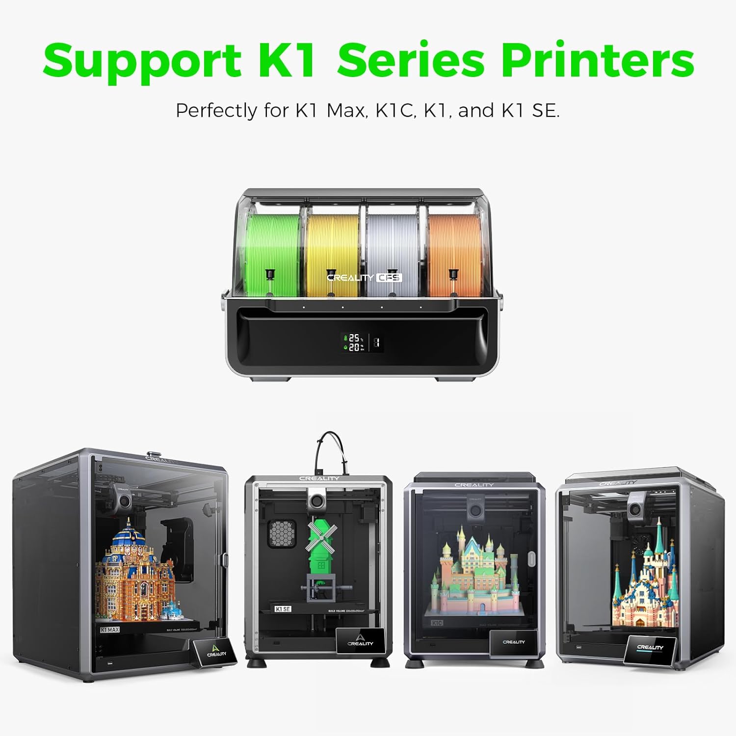 Creality Official K1 Series CFS Upgrade Accessory Kit, Upgrade to Multi-Color Printing by Connecting CFS Filament System, Compatible with 3D Printer K1 Max, K1C, K1, K1 SE