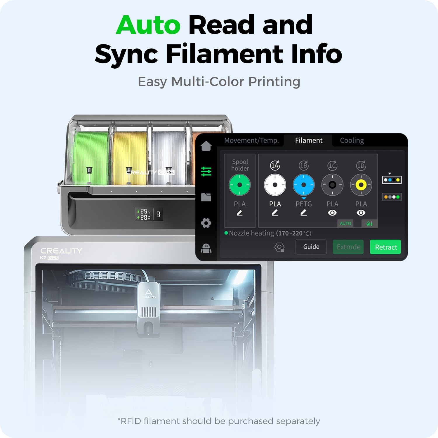 Official Creality CFS, Multicolor 3D Printer Filament System, Anti-Moisture Filament Storage, Supports 16 Color Printing for K2 Series/K1 Series CFS Upgrade Kit/K1 MAX/K1 SE/K1C/Hi