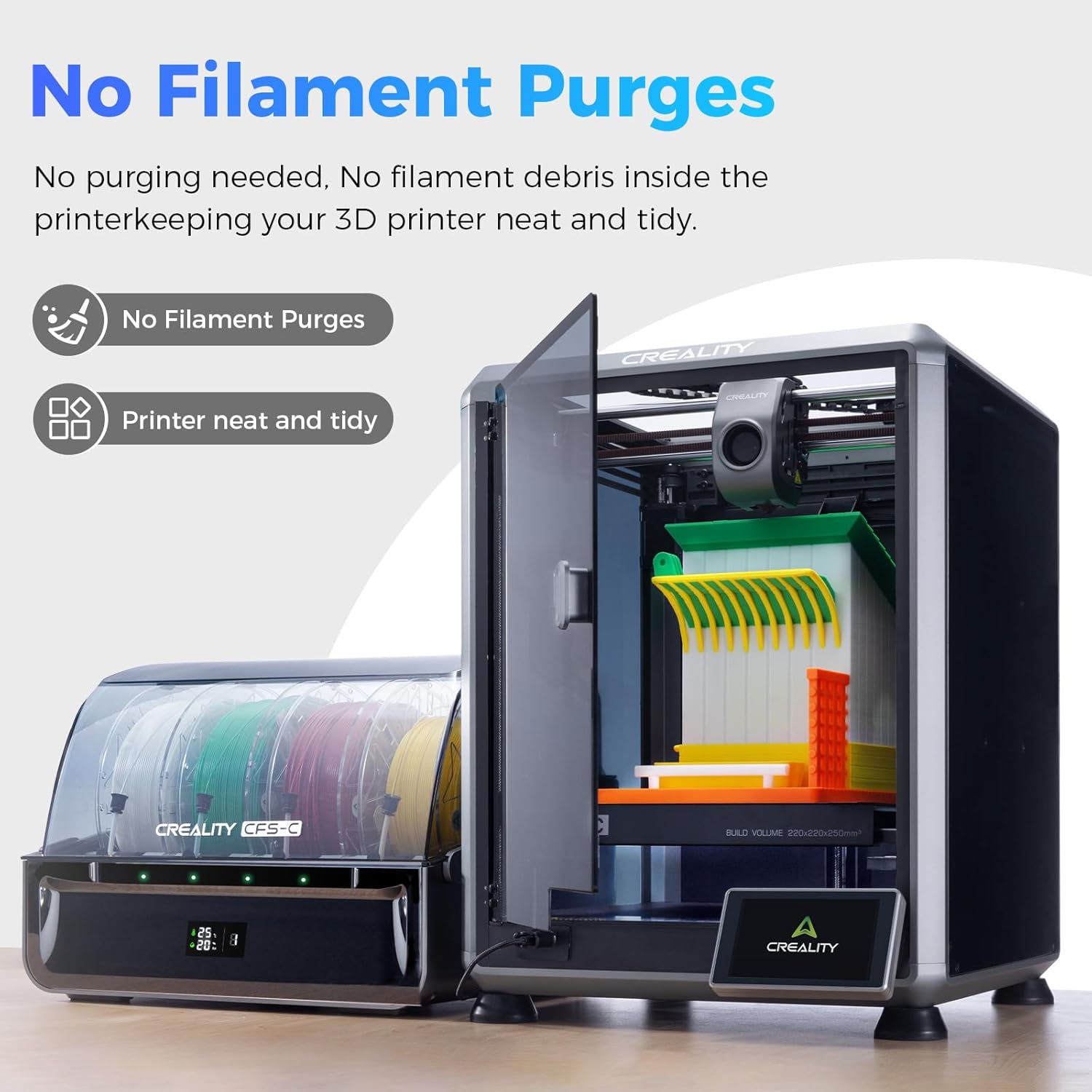 Official Creality CFS-C, Multicolor 3D Printer Filament System, 2026 New Version External Cutter & Buffer, Filament Run-Out/Tangle Detection for K1 Max 2025, K1C 2025, K1 Max, K1C, K1, K1 SE