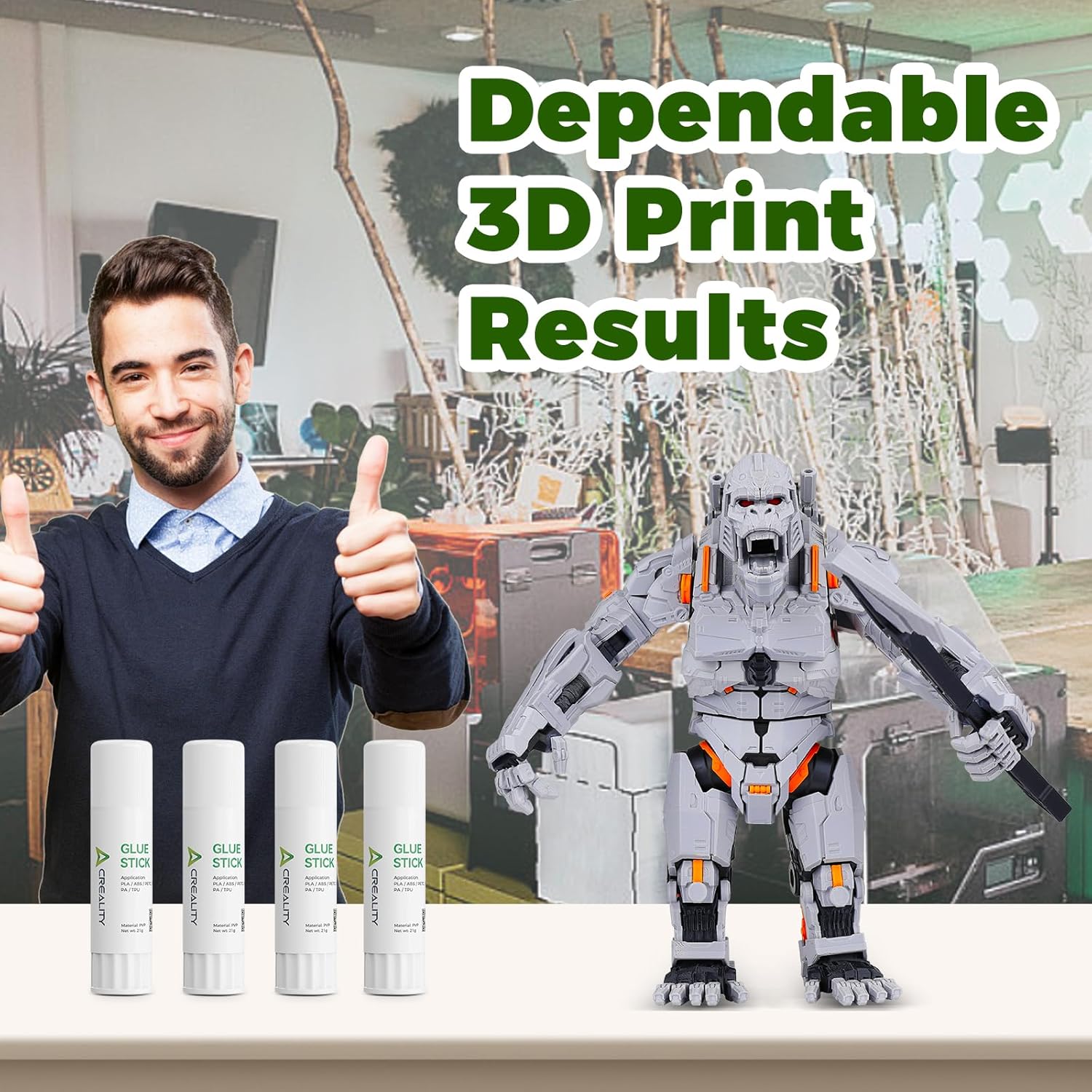 Creality 3D Printer Glue Sticks 4 Pack Enhanced First Layer Adhesion Reduce Warping on Hot Bed, PVP Solid 3D Print Glue Sticks Compatible with PLA/ABS/PETG/PC/PA/TPU, Each Weighing 21g/0.74oz