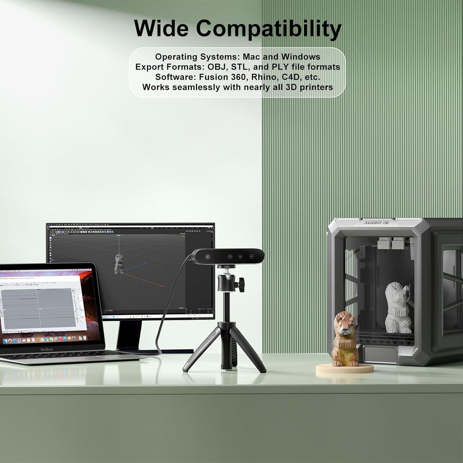 Creality CR-Ferret SE 3D Scanner for 3D Printing, Anti-Shake, 0.1Mm Precision, 30FPS Scanning Speed, Full-Color, Upgraded Desktop 3D Scanner for Body Hair Black Metal Non-Reflective Objects