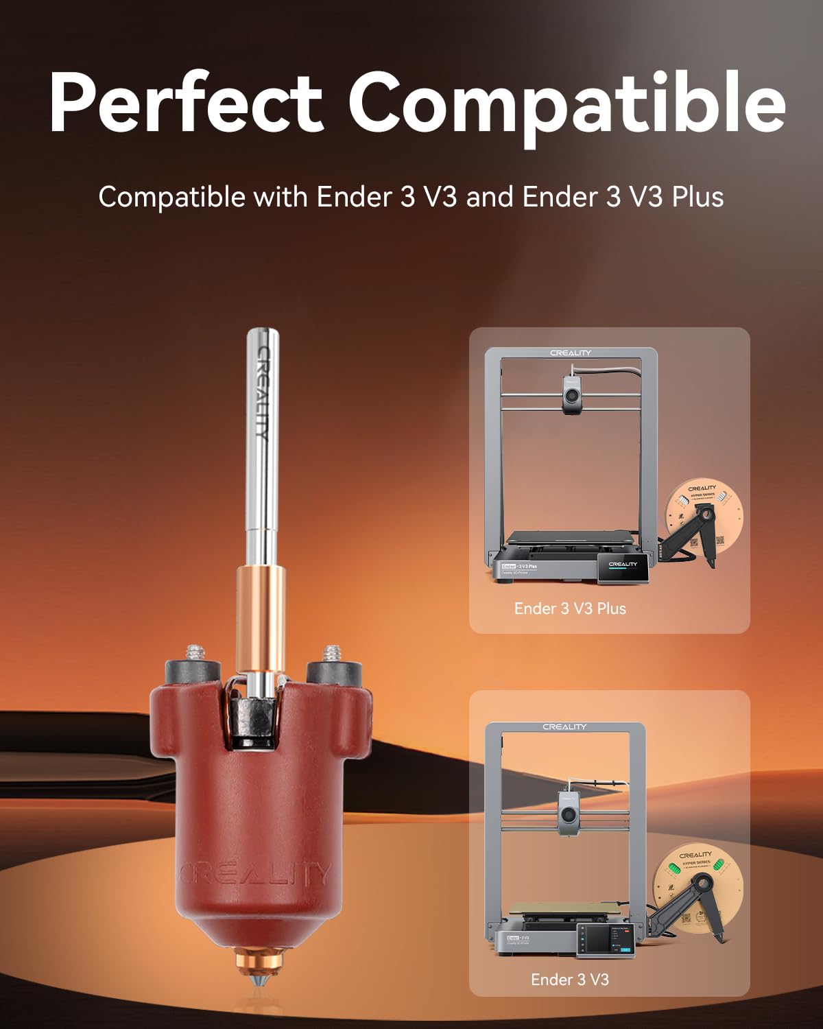 Creality Official Ender 3 V3 Plus/3 V3 Ceramic Heating Block Kit, with Integrated Nozzle, Supports 300°C High Temperature and 600mm/s High-Speed Printing 60W Fast Hotend Kit