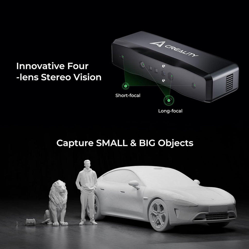 Creality Otter Lite Wireless 3D Scanner, Handheld High Precision 0.05mm 3D Scanner for 3D Printing, 30fps Real-Time Scanning, All-Size Compatibility (20mm³ to 2000mm³), Wi-Fi & Mobile Control