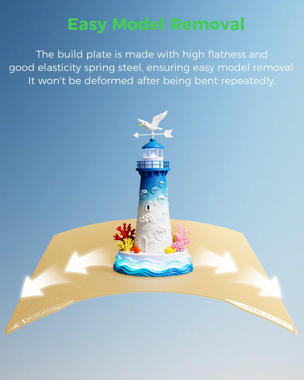 Creality Official K2 Build Plate, 270x293mm Textured PEI Sheet, Double Sided Magnetic Flexible Removable Spring Steel Printing Plate 3D Printer Bed Plate Gold(Without Magnetic Base)