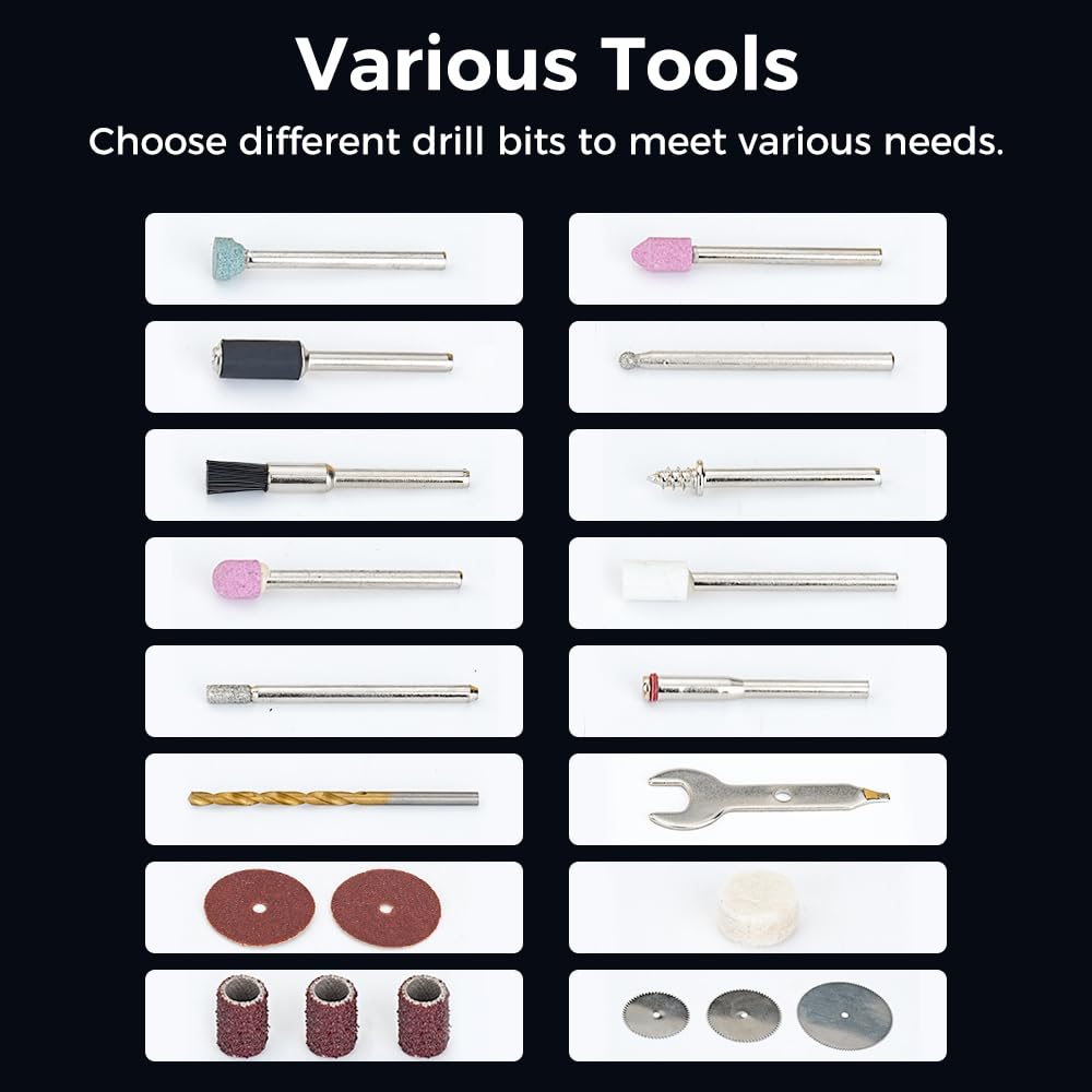 Creality 3Dプリンターツール コードレスロータリーツールキット 25個 コードレス ハンドヘルド 3.7V 多機能 6段階変速 長寿命バッテリー 3Dプリントモデル 研削 研磨 穴あけ 切削