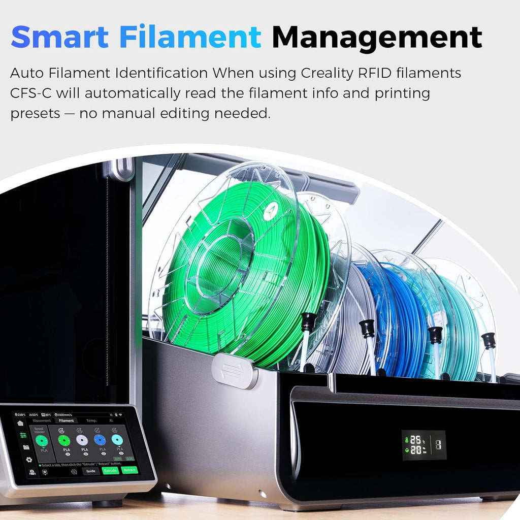 Official Creality CFS-C, Multicolor 3D Printer Filament System, 2026 New Version External Cutter & Buffer, Filament Run-Out/Tangle Detection for K1 Max 2025, K1C 2025, K1 Max, K1C, K1, K1 SE
