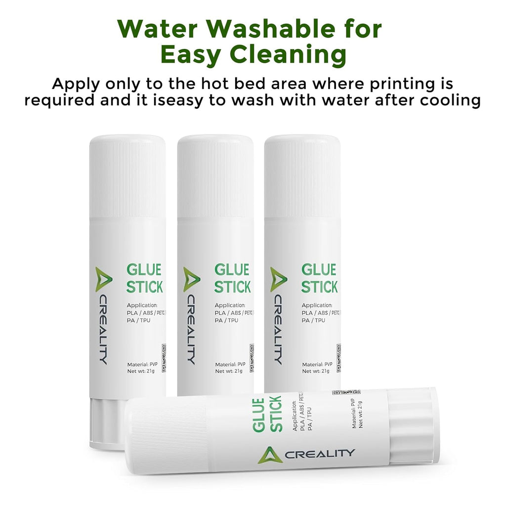 Creality 3D Printer Glue Sticks 4 Pack Enhanced First Layer Adhesion Reduce Warping on Hot Bed, PVP Solid 3D Print Glue Sticks Compatible with PLA/ABS/PETG/PC/PA/TPU, Each Weighing 21g/0.74oz