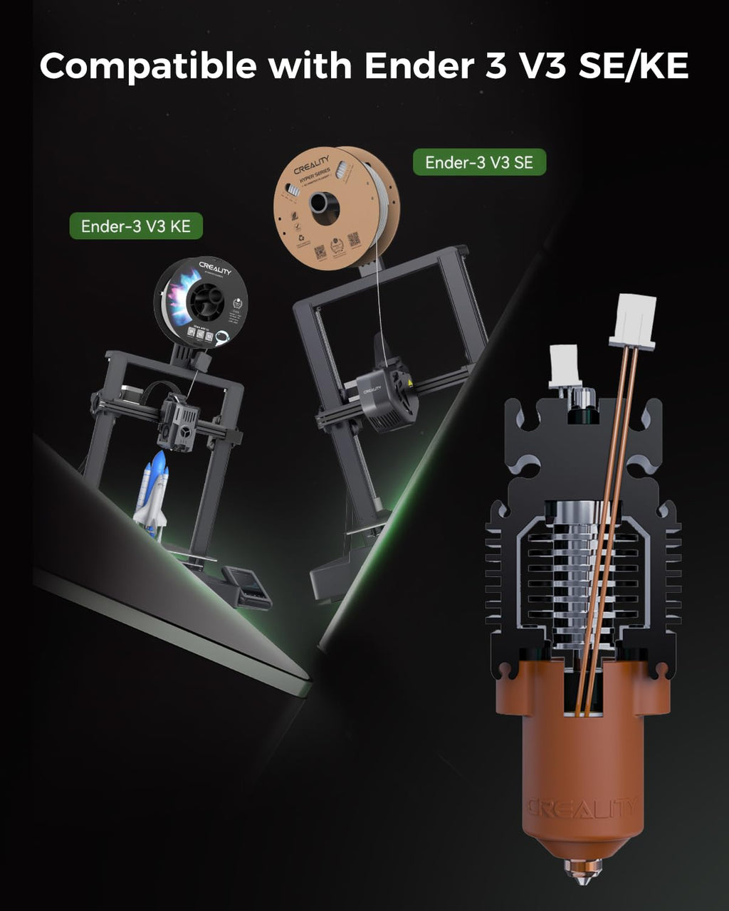 Creality Official Ender 3 V3 SE/KE Upgrade Hotend Kit, with Quick-swap Nozzle Kit, Supports 300°C High Temperature and 600mm/s High-Speed Printing, Ceramic Heating Block Kit for Ender 3 V3 SE/KE